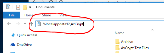 Navigate to AxCrypt Folder