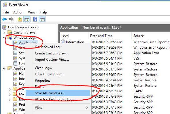 Event Viewer Save All As